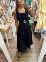Black Drop Waist Dress w/Belt