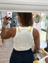 White & Gold Chain Detail Tank Top