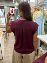 Burgundy V-Neck Top