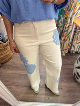 Ivory Crochet Details Jeans