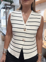 Black Stripes Vest w/Gold Buttons
