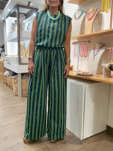Blue/Green Stripes Top & Pant Set