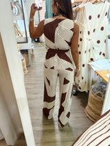 Brown Print Top & Pant Set