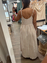 Almond Checkered Maxi Dress w/ Top