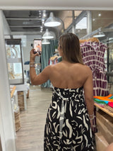 Black & White Strapless Maxi Dress