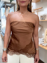 Chocolate Strapless Lace Top
