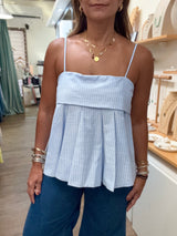 Blue Stripes Back Detail Top