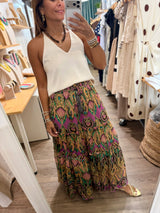 Orchid Print Boho Skirt