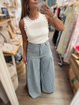 Pinstripe Wide Leg Jean