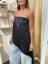 Black Asymmetrical Strapless Top