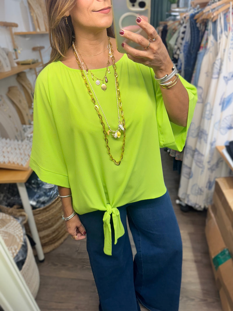 Lime Green Front Knot Top
