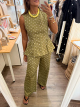 Olive Polka Dots Top & Pant Set