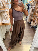 Brown High Waisted Harem Pants
