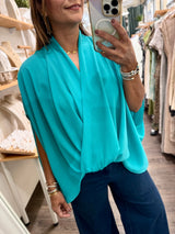Turquoise Wrap Tunic Top
