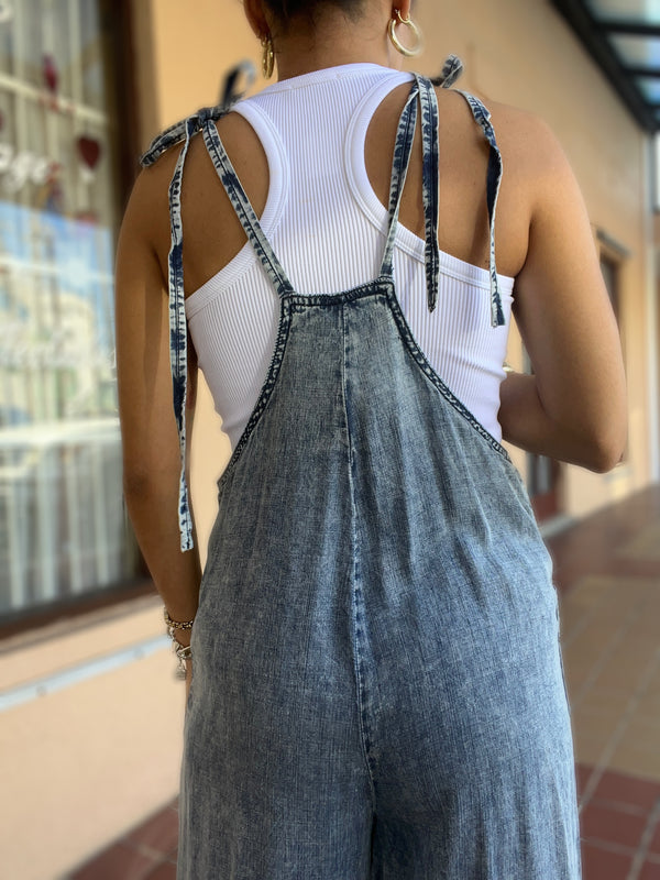 Light Acid Wash Front Pocket Overall