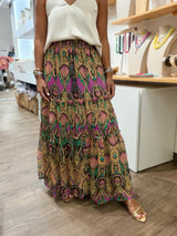Orchid Print Boho Skirt