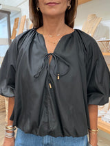 Black Elastic Hem Top