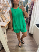 Green Top & Shorts Set