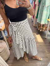 Black Polka Dots Wrap Around Skirt