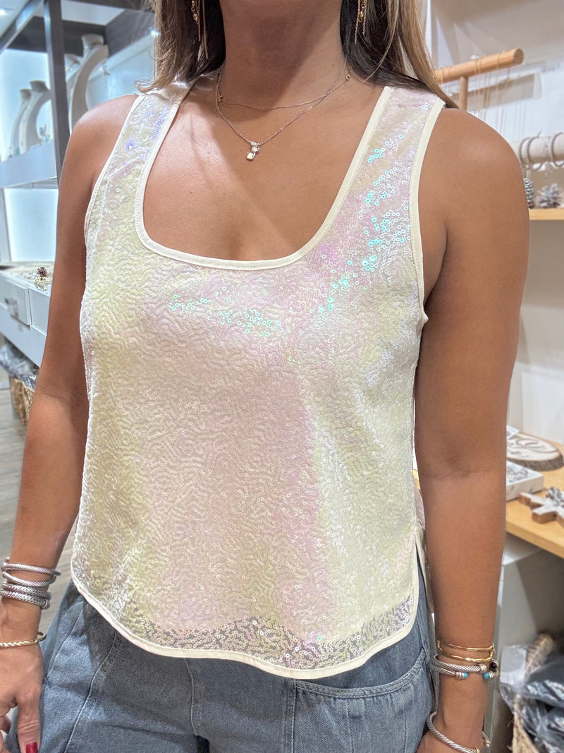 Ivory Sequin Top