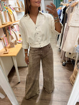 Oatmeal 3/4 Sleeves Top