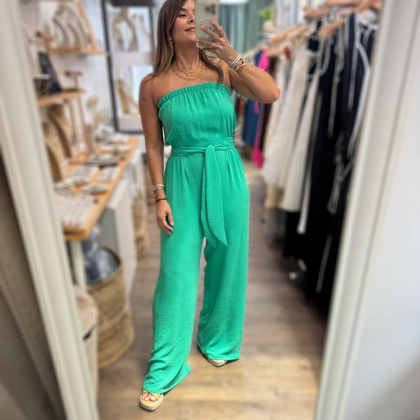 Green Strapless Jumpsuit