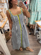 Navy & Lime Stripes Dress