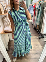 Green & Blue Striped Dress