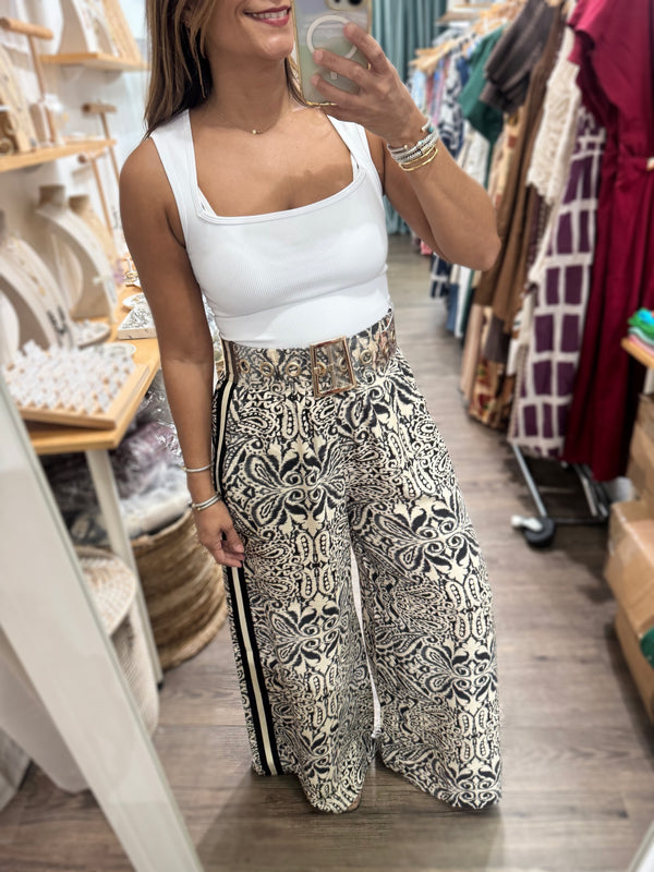 Grey Mix Print Pant