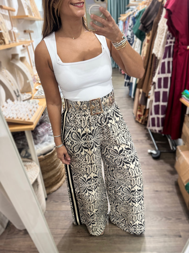 Grey Mix Print Pant