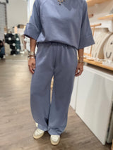 Blue Side Stripe Top & Pant Set