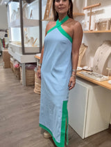 Blue & Green Halter Dress