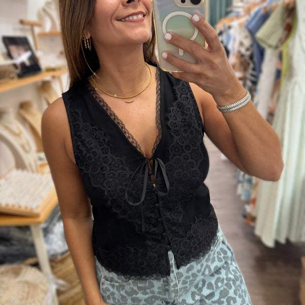 Black Lace Trim Top