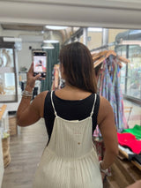 Beige Striped Romper