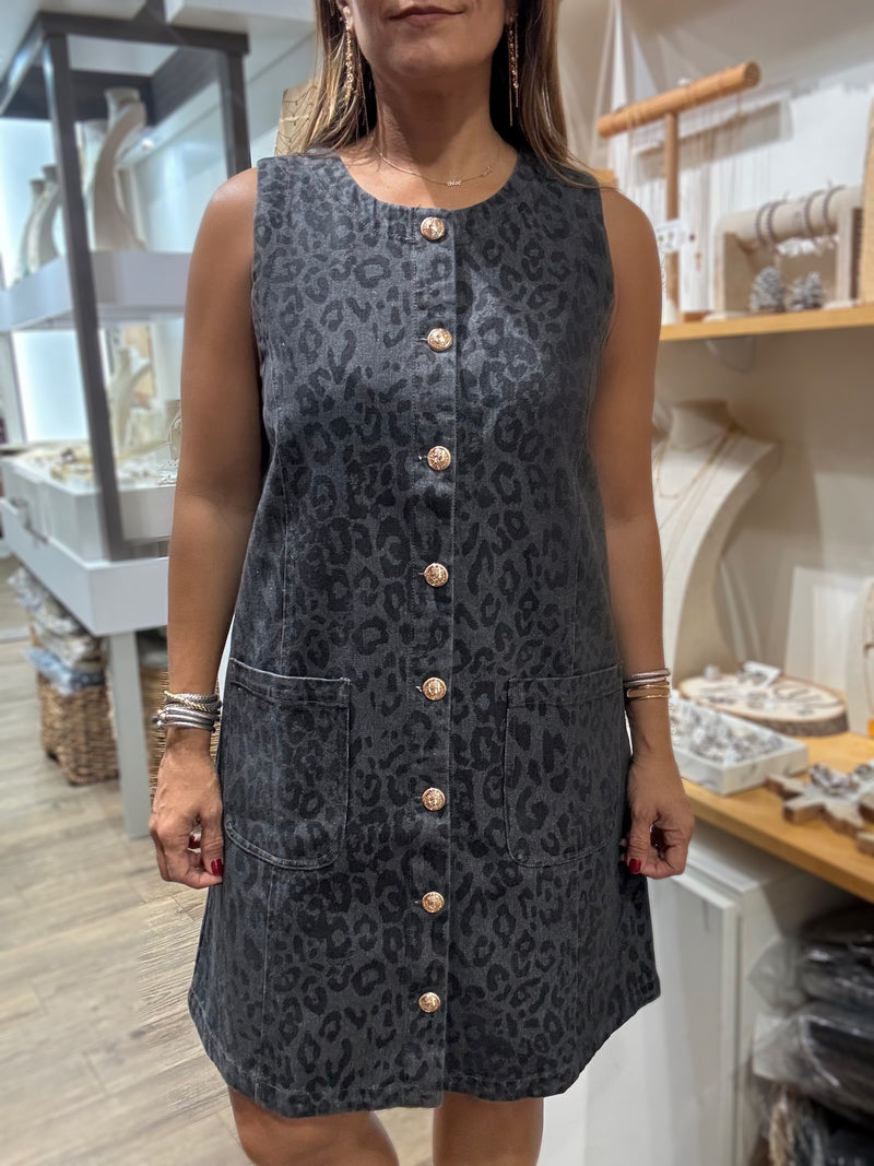 Black Mix Print Shift Dress