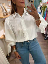 White Scalloped Detail Top