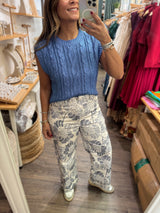 Blue Metallic Cable Knitted Top