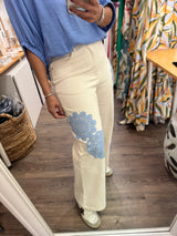 Ivory Crochet Details Jeans