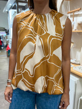 Caramel Abstract Print Top