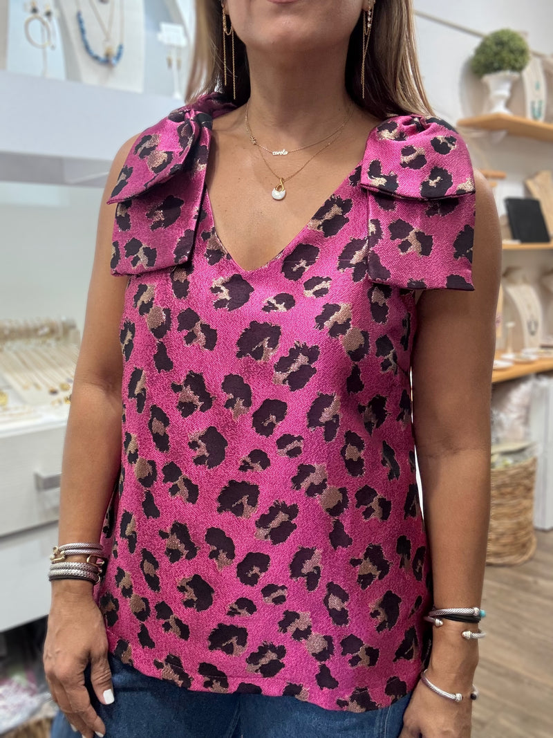 Magenta Leopard Print Top