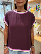 Burgundy Contrast Trim Top