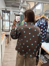 Brown & Aqua Polka Dots Top