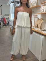 Ivory Strapless Top & Harem Pants