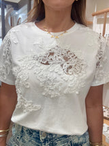 White Lace Detail Top