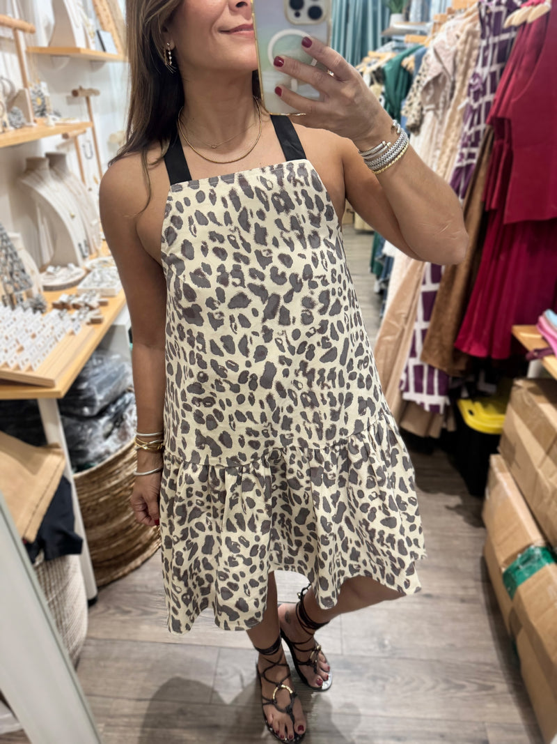 Leopard Print Back Detail Dress