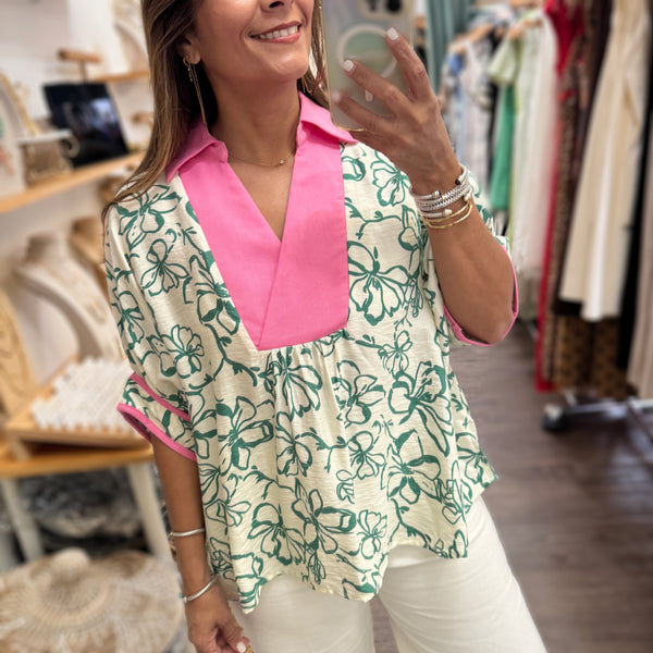 Green & Pink Collated Top