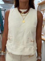 Ivory Gold Detail Top & Pant Set