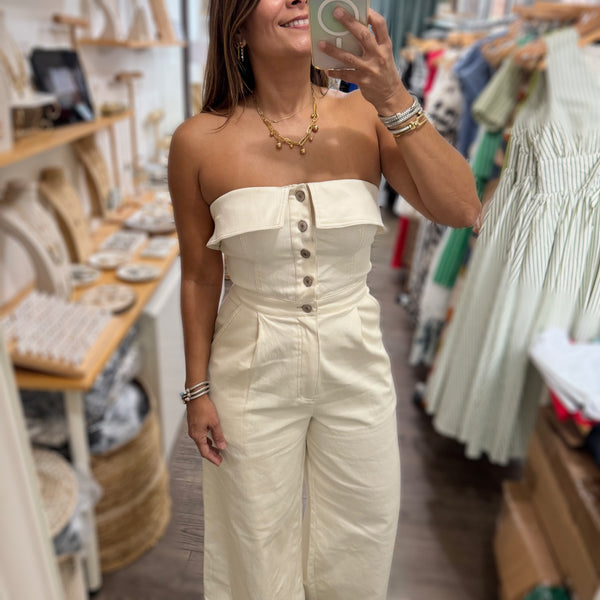 Ivory Strapless Jumpsuit