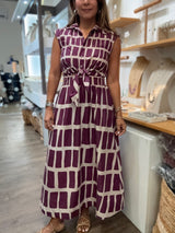 Wine Geometric Print Dress