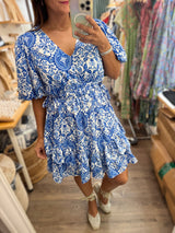 Blue Mix Drawstring Dress